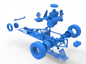 Rear engine old school three wheeled dragster Scale 1 to 25 3D Print Model