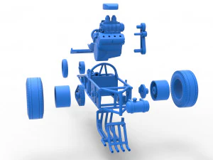 Rear engine old school three wheeled dragster Scale 1 to 25 3D Print Model