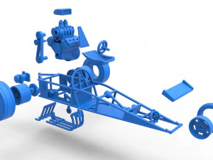 Rear engine old school three wheeled dragster Scale 1 to 25 3D Print Model
