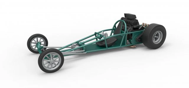 Dragster old school con motor trasero Escala 1 a 25 Modelo de impresión 3D .c4d .max .obj .3ds .fbx .stl .blend 