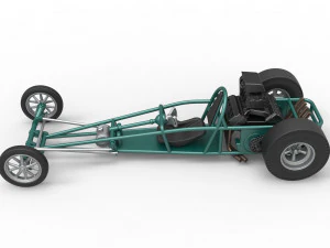 Dragster old school con motor trasero Escala 1 a 25 Modelo de impresión 3D