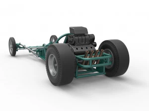 Dragster old school con motor trasero Escala 1 a 25 Modelo de impresión 3D