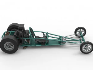 Dragster old school con motor trasero Escala 1 a 25 Modelo de impresión 3D