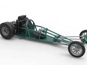 Dragster old school con motor trasero Escala 1 a 25 Modelo de impresión 3D