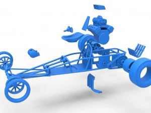 Dragster old school con motor trasero Escala 1 a 25 Modelo de impresión 3D