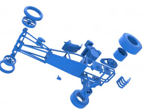 Dragster old school con motor trasero Escala 1 a 25 Modelo de impresión 3D