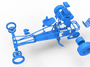 Dragster old school con motor trasero Escala 1 a 25 Modelo de impresión 3D