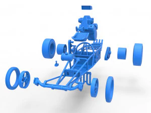 Dragster old school con motor trasero Escala 1 a 25 Modelo de impresión 3D