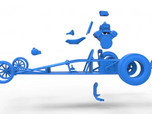 Dragster old school con motor trasero Escala 1 a 25 Modelo de impresión 3D