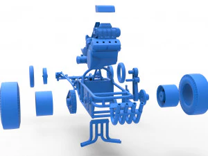 Dragster old school con motor trasero Escala 1 a 25 Modelo de impresión 3D