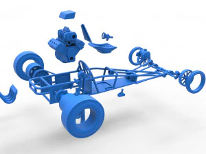 Dragster old school con motor trasero Escala 1 a 25 Modelo de impresión 3D