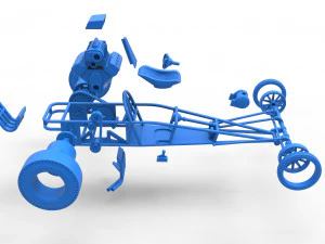 Dragster old school con motor trasero Escala 1 a 25 Modelo de impresión 3D