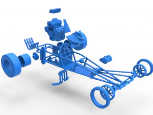 Dragster old school con motor trasero Escala 1 a 25 Modelo de impresión 3D