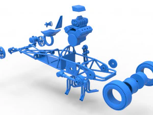 Rear engine old school dragster Version 2 Scale 1 to 25 3D Print Model