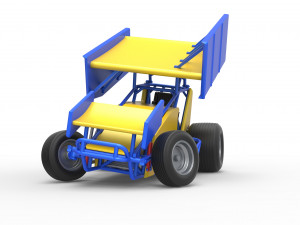 Winged Sprint car while turning Scale 1 to 25 3D-Druckmodell
