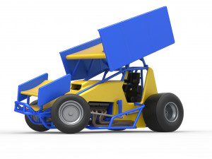 Winged Sprint car while turning Scale 1 to 25 3D-Druckmodell