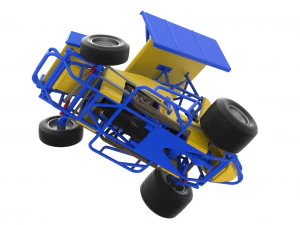 Winged Sprint car while turning Scale 1 to 25 3D Print Model