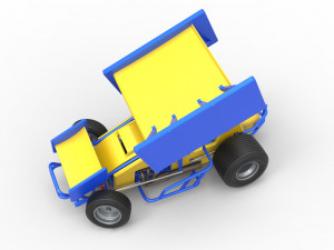 Winged Sprint car while turning Scale 1 to 25 3D-Druckmodell