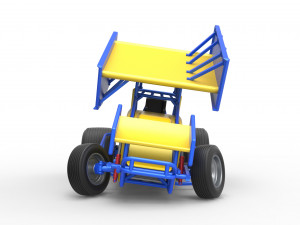 Winged Sprint car while turning Scale 1 to 25 3D-Druckmodell