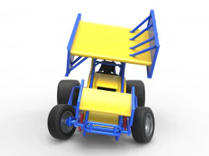 Winged Sprint car while turning Scale 1 to 25 3D Print Model