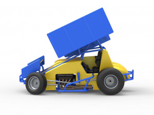 Winged Sprint car while turning Scale 1 to 25 3D-Druckmodell