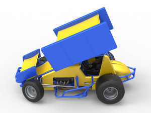 Winged Sprint car while turning Scale 1 to 25 3D-Druckmodell