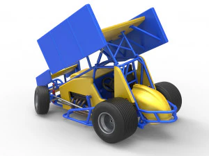 Winged Sprint car while turning Scale 1 to 25 3D Print Model