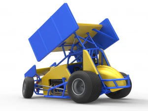 Winged Sprint car while turning Scale 1 to 25 3D Print Model
