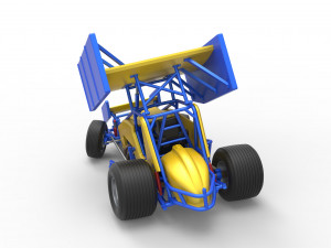 Winged Sprint car while turning Scale 1 to 25 3D-Druckmodell