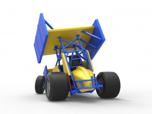 Winged Sprint car while turning Scale 1 to 25 3D-Druckmodell
