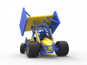 Winged Sprint car while turning Scale 1 to 25 3D Print Model