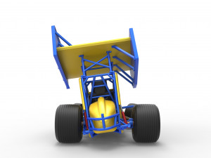 Winged Sprint car while turning Scale 1 to 25 3D-Druckmodell
