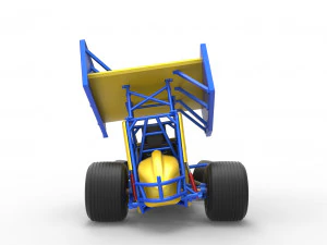 Winged Sprint car while turning Scale 1 to 25 3D Print Model