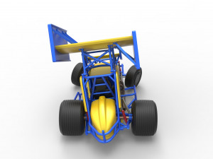 Winged Sprint car while turning Scale 1 to 25 3D-Druckmodell