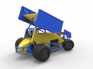 Winged Sprint car while turning Scale 1 to 25 3D-Druckmodell