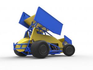 Winged Sprint car while turning Scale 1 to 25 3D-Druckmodell