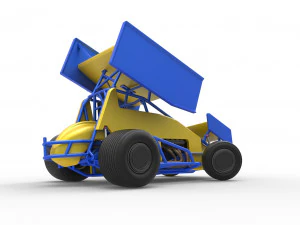 Winged Sprint car while turning Scale 1 to 25 3D Print Model