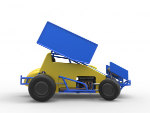 Winged Sprint car while turning Scale 1 to 25 3D-Druckmodell