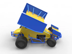 Winged Sprint car while turning Scale 1 to 25 3D Print Model