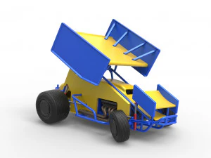 Winged Sprint car while turning Scale 1 to 25 3D Print Model