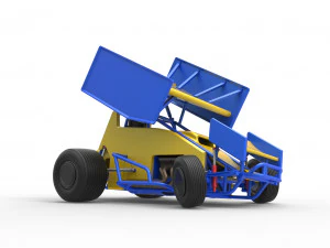 Winged Sprint car while turning Scale 1 to 25 3D Print Model