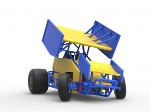 Winged Sprint car while turning Scale 1 to 25 3D-Druckmodell