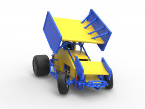 Winged Sprint car while turning Scale 1 to 25 3D-Druckmodell