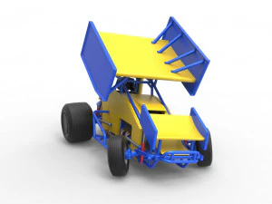 Winged Sprint car while turning Scale 1 to 25 3D Print Model
