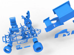 Winged Sprint car while turning Scale 1 to 25 3D Print Model