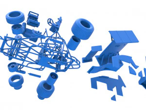Winged Sprint car while turning Scale 1 to 25 3D Print Model
