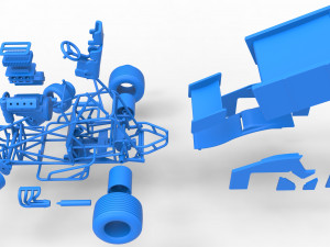 Winged Sprint car while turning Scale 1 to 25 3D-Druckmodell