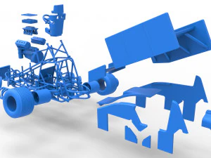 Winged Sprint car while turning Scale 1 to 25 3D Print Model