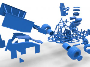 Winged Sprint car while turning Scale 1 to 25 3D Print Model