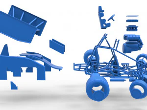 Winged Sprint car while turning Scale 1 to 25 3D Print Model